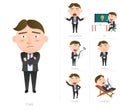 Businessman corporate life flat design 7set-employee