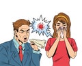 Businessman coughing for covid19 symptom and woman