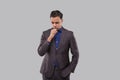 Businessman Coughing Isolated. Indian Business man Sick