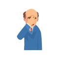 Businessman Covering His Face with Hand, Bald Man in Suit Making Facepalm Gesture, Shame, Headache, Disappointment Royalty Free Stock Photo