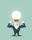 Businessman creative light bulb with human head symbol