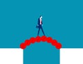 Businessman cross the abyss with a bridge of money