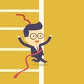 Businessman crossing finish line