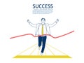 Businessman crossing finish line, Business success concept Royalty Free Stock Photo