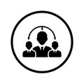 Businessman, crowd, target, business people icon. Black vector