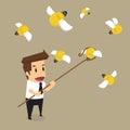 Businessman cumulative idea bulb. vector Royalty Free Stock Photo