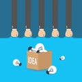 Businessman cumulative idea bulb. vector Royalty Free Stock Photo