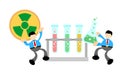 businessman worker stop hazardous skull alert danger toxic laboratory formula cartoon doodle flat design vector illustration