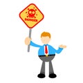 businessman worker and skull alert skeleton danger death sign toxic cartoon doodle flat design vector illustration