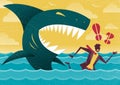 Businessman in Dangerous Shark Attack.