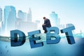 The businessman in debt business concept