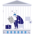 Businessman debtor in prison vector flat icon