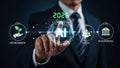 Artificial Intelligence Integration with ESG Criteria for the Year 2026 Conceptual Business Image Royalty Free Stock Photo