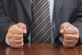 Businessman Desk Fist Fists Angry Closeup