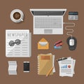 Businessman Desk Office Color Illustration