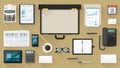 Businessman desktop with briefcase Royalty Free Stock Photo