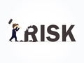 Businessman destroying the word risk. Vector illustration for business design and infographic