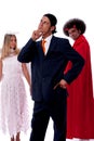 Businessman, devil and angel Royalty Free Stock Photo