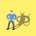 Businessman with devil or demon character in his shadow