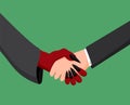 Businessman and devil handshake. Deal monetary partnership with evil businessman. Royalty Free Stock Photo