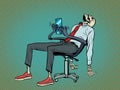 The businessman died in the office, but the robot chair continues to work for him and respond to messages in the