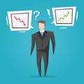 Businessman with different charts vector illustration