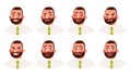 Businessman with different emotions. A bearded man office worker emoji. Vector illustration