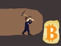 Businessman dig the earth in search of bitcoin.