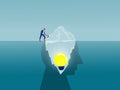 Businessman dig on iceberg conscious mind idea concept vector illustrator