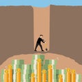 Businessman digging for a bitcoin