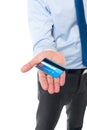 Businessman displaying his cash card Royalty Free Stock Photo