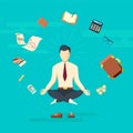 Businessman doing business yoga