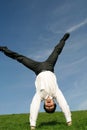 Businessman doing cartwheel