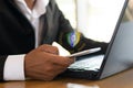 Businessman doing data protection, cyber security concept Security, user privacy and encryption Secure internet access