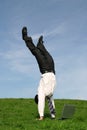 Businessman doing handstand Royalty Free Stock Photo