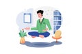 Businessman Doing Meditation Illustration concept. A flat illustration isolated on white background Royalty Free Stock Photo