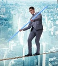 Businessman doing tightrope walking in risk concept Royalty Free Stock Photo