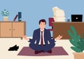 Businessman doing yoga in office Royalty Free Stock Photo