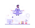 Businessman doing yoga in office over desk. Vector Royalty Free Stock Photo