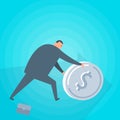 Businessman with dollar coin. Business concept flat vector illus