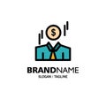 Businessman, Dollar, Man, Money Business Logo Template. Flat Color Royalty Free Stock Photo