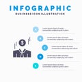 Businessman, Dollar, Man, Money Solid Icon Infographics 5 Steps Presentation Background