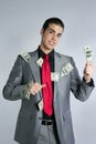 Businessman with dollar notes suit and tie Royalty Free Stock Photo