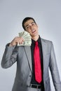 Businessman with dollar notes suit and tie Royalty Free Stock Photo