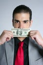 Businessman with dollar notes suit and tie Royalty Free Stock Photo