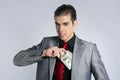 Businessman with dollar notes suit and tie Royalty Free Stock Photo