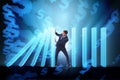 The businessman in domino effect business concept Royalty Free Stock Photo