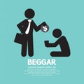 Businessman Donates Coin To The Beggar.
