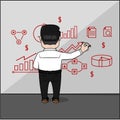 Businessman Draw In Wall Color Illustration