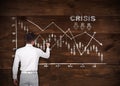 Businessman drawin crisis chart